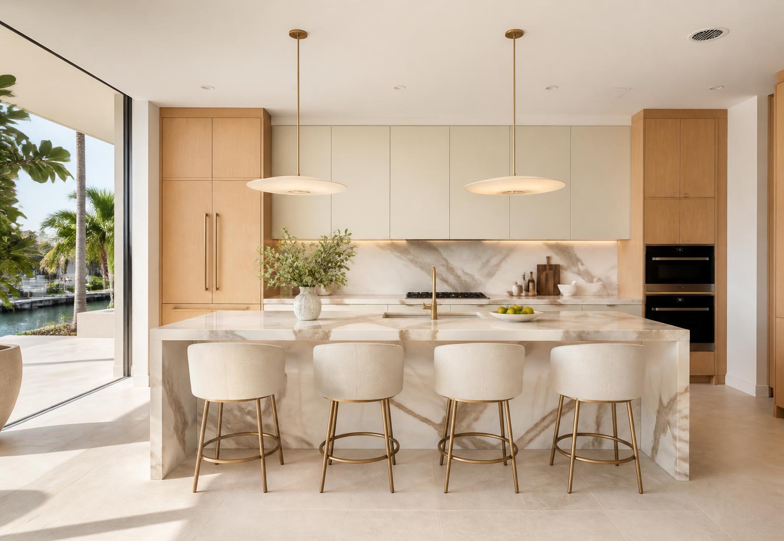 Freshly renovated modern kitchen staged for a luxury listing
